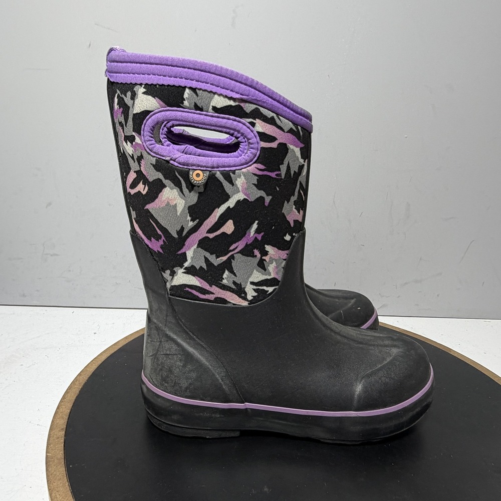 Bogs Classic II Winter Mountain Boots Girls Size 1 Black Camo Waterproof Snow